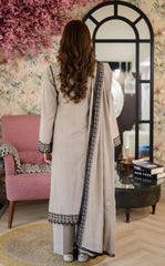 LIBAAS - 3PC LAWN EMBROIDERED SHIRT WITH LAWN EMBROIDERED DUPATTA AND TROUSER - HZG2726