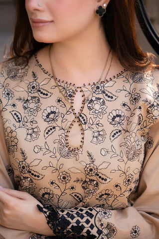 GARNET - 3PC DHANAK EMBROIDERED SHIRT WITH CHIFFON EMBROIDERED DUPATTA AND TROUSER - HZG2364