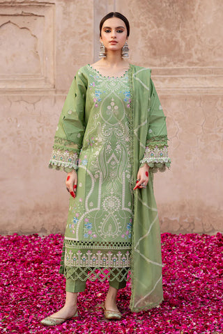MAHNUR - 3PC LAWN EMBROIDERED SHIRT WITH CHIFFON EMBROIDERED DUPATTA AND TROUSER - HZG2307