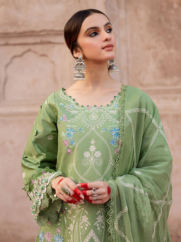 MAHNUR - 3PC LAWN EMBROIDERED SHIRT WITH CHIFFON EMBROIDERED DUPATTA AND TROUSER - HZG2307