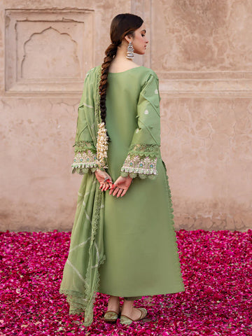 MAHNUR - 3PC LAWN EMBROIDERED SHIRT WITH CHIFFON EMBROIDERED DUPATTA AND TROUSER - HZG2307