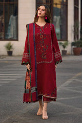 CHARIZMA - 3PC DHANAK EMBROIDERED SHIRT WITH TWILL PRINTED SHAWL AND TROUSER - HZG3177