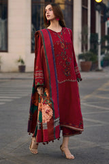 CHARIZMA - 3PC DHANAK EMBROIDERED SHIRT WITH TWILL PRINTED SHAWL AND TROUSER - HZG3177