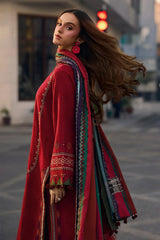 CHARIZMA - 3PC DHANAK EMBROIDERED SHIRT WITH TWILL PRINTED SHAWL AND TROUSER - HZG3177