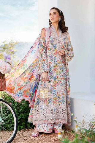 MARIA B - 3PC LAWN PRINTED EMBROIDERED SHIRT WITH CHIFFON PRINTED DUPATTA AND LAWN TROUSER - HZG2151