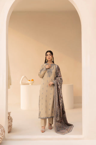 MOHAGNI - 3PC LAWN EMBROIDERED SHIRT WITH MANAAR PRINTED DUPATTA AND TROUSER - HZG2110