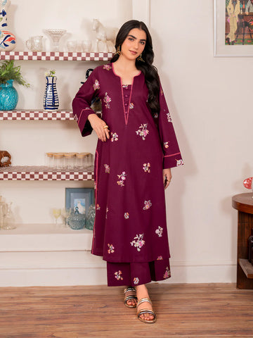 BATIK - 3PC DHANAK EMBROIDERED SHIRT WITH TWILL PRINTED SHAWL AND TROUSER - HZG1805