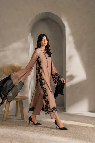 BATIK - 3PC DHANAK EMBROIDERED SHIRT WITH TYE AND DYE CHIFFO DUPATTA AND TROUSER - HZU2480