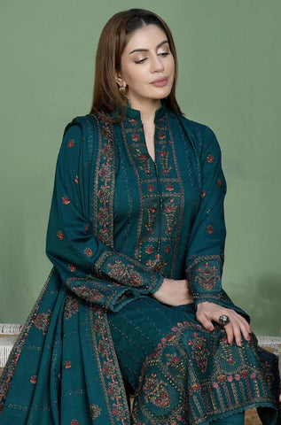 BAREEZE - 3PC DHANAK EMBROIDERED SHIRT WITH DHANAK EMBROIDERED DUPATTA AND TROUSER - HZU2534
