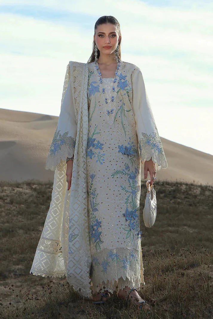 RANG RASIYA - 3PC LAWN CHIKANKAARI EMBROIDERED SHIRT WITH KHADDI NET EMBROIDERED DUPATTA AND TROUSER - HZG2776