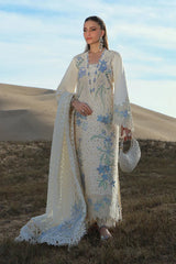 RANG RASIYA - 3PC LAWN CHIKANKAARI EMBROIDERED SHIRT WITH KHADDI NET EMBROIDERED DUPATTA AND TROUSER - HZG2776