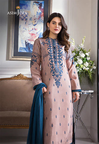 ASIM JOFA - 3PC LAWN EMBROIDERED SHIRT WITH CHIFFON DUPATTA & TROUSER - HZG1285