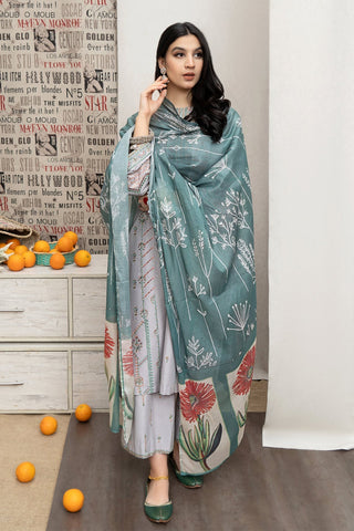 URGE - 3PC LAWN EMBROIDERED SHIRT WITH DIAMOND PRINTED DUPATTA AND TROUSER - HZG1639