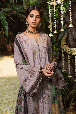 SAPPHIRE - 3PC DHANAK EMBROIDERED SHIRT WITH TWILL PRINTED SHAWL AND TROUSER - HZG2413