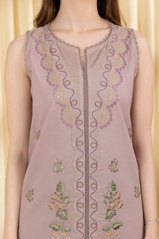 SAPPHIRE - 3PC DHANAK EMBROIDERED SHIRT WITH TWILL PRINTED SHAWL AND TROUSER - HZG2413