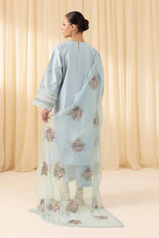 SAPPHIRE - 3PC DHANAK EMBROIDERED SHIRT WITH CHIFFON EMBROIDERED DUPATTA AND TROUSER - HZG2551