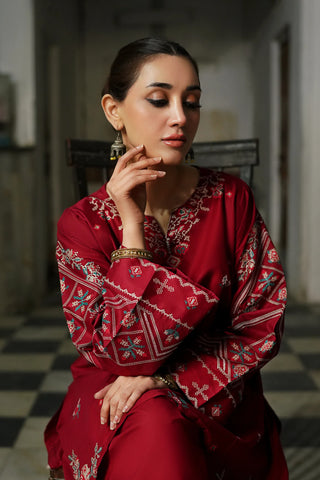 URGE - 2PC DHANAK EMBROIDERED SHIRT WITH DHANAK EMBROIDERED TROUSER - HZG2325