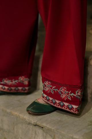 URGE - 2PC DHANAK EMBROIDERED SHIRT WITH DHANAK EMBROIDERED TROUSER - HZG2325