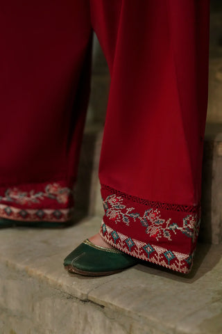 URGE - 2PC DHANAK EMBROIDERED SHIRT WITH DHANAK EMBROIDERED TROUSER - HZG2325