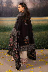 URGE - 3PC DHANAK EMBROIDERED SHIRT WITH TWILL PRINTED SHAWL AND TROUSER - HZG2390