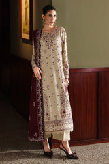 NUREH - 3PC DHANAK EMBROIDERED SHIRT DHANAK EMBROIDERED SHAWL AND TROUSER - HZG3164