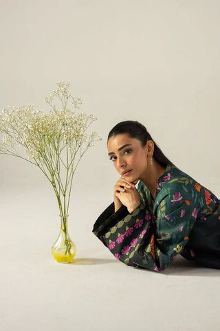 ETHNC - 2PC SILK PRINTED SHIRT WITH SILK PRINTED TROUSER - HZU2500