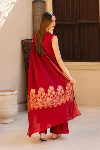 MIRAKHI - 3PC LAWN CHIKANKAARI EMBROIDERED SHIRT WITH JACQUARD PRINTED DUPATTA AND TROUSER - HZG2136
