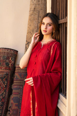 MIRAKHI - 3PC LAWN CHIKANKAARI EMBROIDERED SHIRT WITH JACQUARD PRINTED DUPATTA AND TROUSER - HZG2136