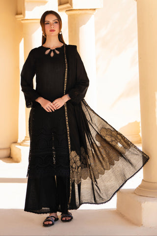 MIRAKHI - 3PC LAWN CHIKANKAARI EMBROIDERED SHIRT WITH JACQUARD PRINTED DUPATTA AND TROUSER - HZG2138