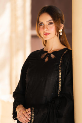 MIRAKHI - 3PC LAWN CHIKANKAARI EMBROIDERED SHIRT WITH JACQUARD PRINTED DUPATTA AND TROUSER - HZG2138