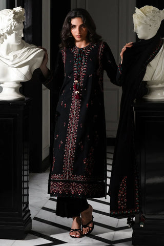 BATIK - 3PC DHANAK EMBROIDERED SHIRT WITH DHANAK EMBROIDERED SHAWL & TROUSER - HZU2568