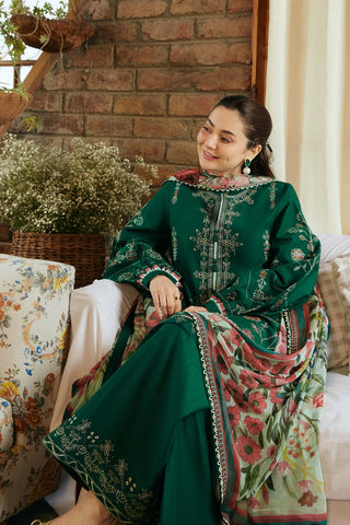 ZARA SHAH JAHAN - 3PC LAWN EMBROIDERED SHIRT WITH MANAAR PRINTED DUPATTA AND TROUSER - HZG1672