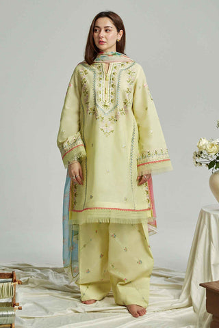 ZARA SHAH JAHAN - 3PC LAWN EMBROIDERED SHIRT WITH ORGANZA PRINTED DUPATTA AND TROUSER - HZG1554
