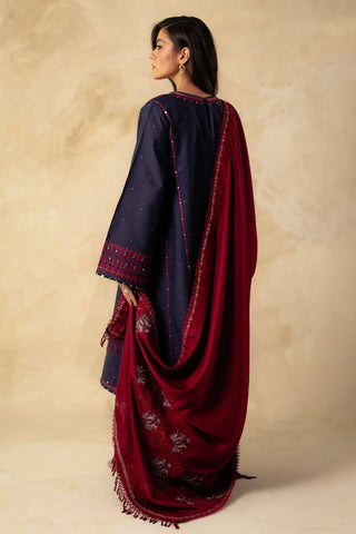 ZARA SHAH JAHAN - 3PC DHANAK EMBROIDERED SHIRT WITH DHANAK EMBROIDERED DUAPTTA AND TROUSER - HZG1396