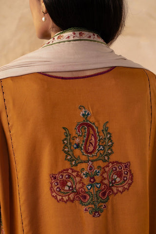 ZARA SHAHJAHAN - 3PC DHANAK EMBROIDERED SHIRT WITH DHANAK EMBROIDERED SHAWL AND TROUSER - HZG1380