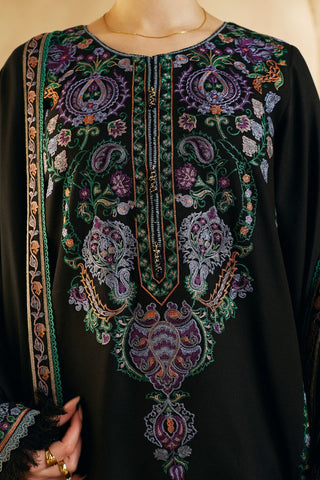ZARA SHAHJAHAN - 3PC DHANAK EMBROIDERED SHIRT WITH DHANAK EMBROIDERED SHAWL AND TROUSER - HZG1381