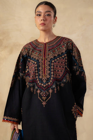 ZARA SHAH JAHAN - 3PC DHANAK EMBROIDERED SHIRT WITH TWILL PRINTED DUAPTTA AND TROUSER - HZG1473
