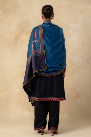 ZARA SHAH JAHAN - 3PC DHANAK EMBROIDERED SHIRT WITH TWILL PRINTED DUAPTTA AND TROUSER - HZG1473