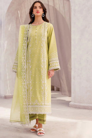 JAZMIN - 3PC LAWN EMBROIDERED SHIRT WITH ORGANZA EMBROIDERED DUPATTA AND TROUSER - HZG2157