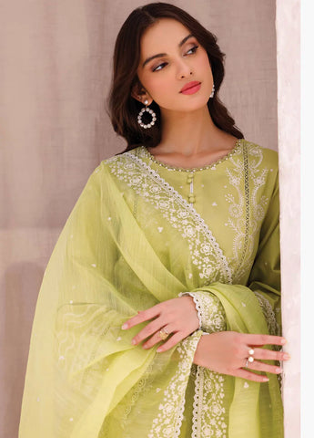 JAZMIN - 3PC LAWN EMBROIDERED SHIRT WITH ORGANZA EMBROIDERED DUPATTA AND TROUSER - HZG2157