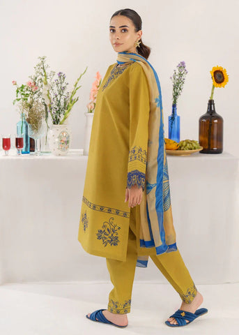 HANNA - 3PC KHADDAR EMBROIDERED SHIRT WITH TWILL PRINTED SHAWL AND TROUSER - HZG1784