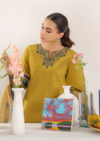 HANNA - 3PC KHADDAR EMBROIDERED SHIRT WITH TWILL PRINTED SHAWL AND TROUSER - HZG1784