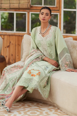 CRIMSON - 3PC LAWN CHIKANKAARI EMBROIDERED SHIRT WITH CHIFFON PRINTED DUPATTA AND TROUSER - HZG2772