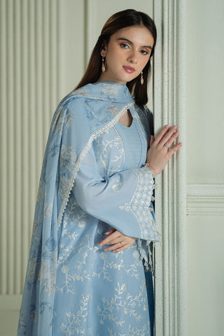 CROSS STITCH - 3PC LAWN EMBROIDERED SHIRT WITH CHIFFON PRINTED DUPATTA AND TROUSER - HZG2096