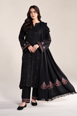 BATIK - 3PC DHANAK EMBROIDERED SHIRT DHANAK EMBROIDERED SHAWL AND TROUSER - HZG3165