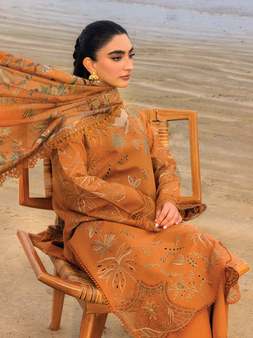 RANG RASIYA - 3PC LAWN EMBROIDERED SHIRT WITH MANAAR PRINTED DUPATTA AND TROUSER - HZG2310
