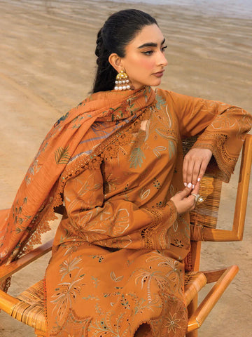 RANG RASIYA - 3PC LAWN EMBROIDERED SHIRT WITH MANAAR PRINTED DUPATTA AND TROUSER - HZG2310