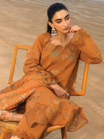 RANG RASIYA - 3PC LAWN EMBROIDERED SHIRT WITH MANAAR PRINTED DUPATTA AND TROUSER - HZG2310
