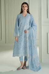 CROSS STITCH - 3PC DHANAK EMBROIDERED SHIRT WITH TWILL PRINTED SHAWL AND TROUSER - HZG2322