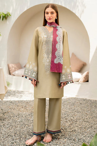 JAZMIN - 3PC LAWN EMBROIDERED SHIRT WITH MANAAR PRINTED DUPATTA AND TROUSER - HZG2086